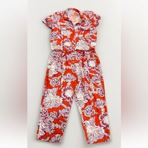Anthropologie Red Purple Floral Pajama Set